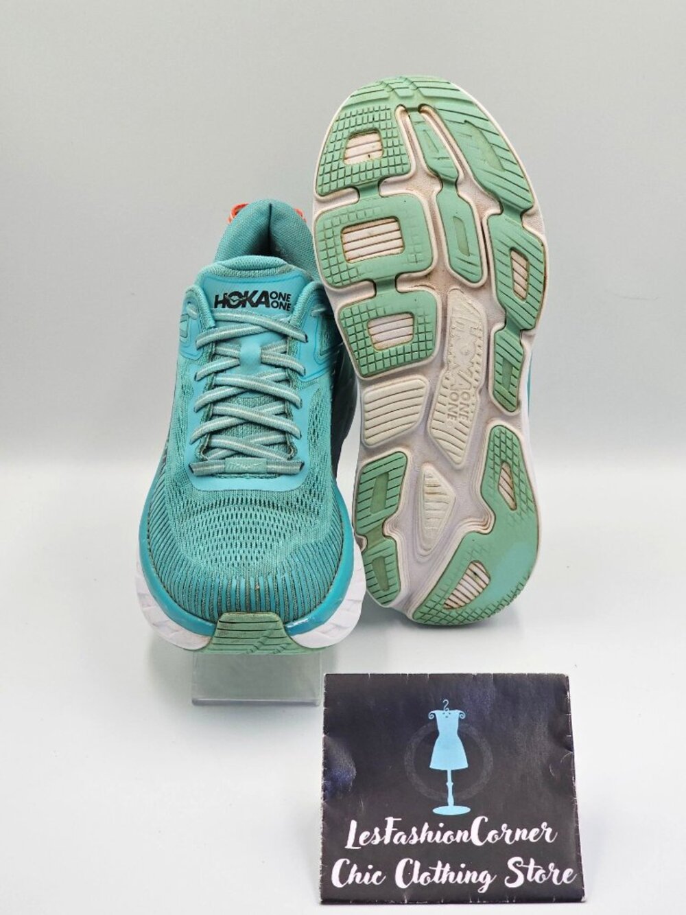 Hoka One One Bondi 7 Women's Green/White Mesh Athletic Running Shoes Sz 9.5 2654 - Picture 3 of 16